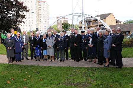 The Ramiiles Association and Councillors of West Dumbartonshire Council on the day of their visit to the sculpture 